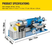 KFFKFF Mini Metal Lathe, 7x14 Benchtop Metal Lathe, with 3-jaw Chuck CNC Mini Lathe Machine, Precision Mini Lathe w/Tool Box Digital Display, 550W Variable Speed 2250RPM Metal Lathe,