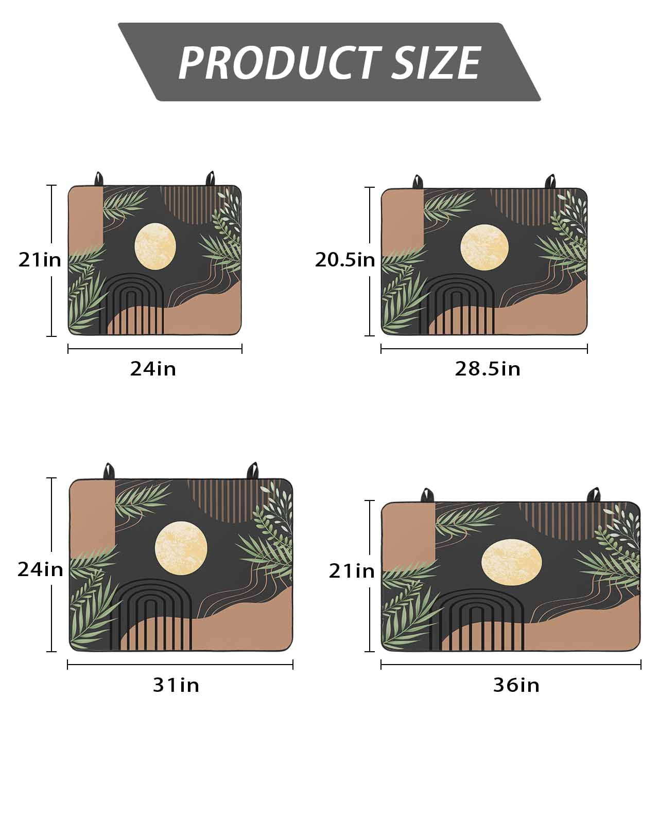 Stove Top Covers for Electric Stove, Boho Black Glass Stovetop Cover Protector, Brown Modern Stripes Moon Abstract Leaf Induction Cooktop Protector Oven Mat for Kitchen Countertop 24"x21"