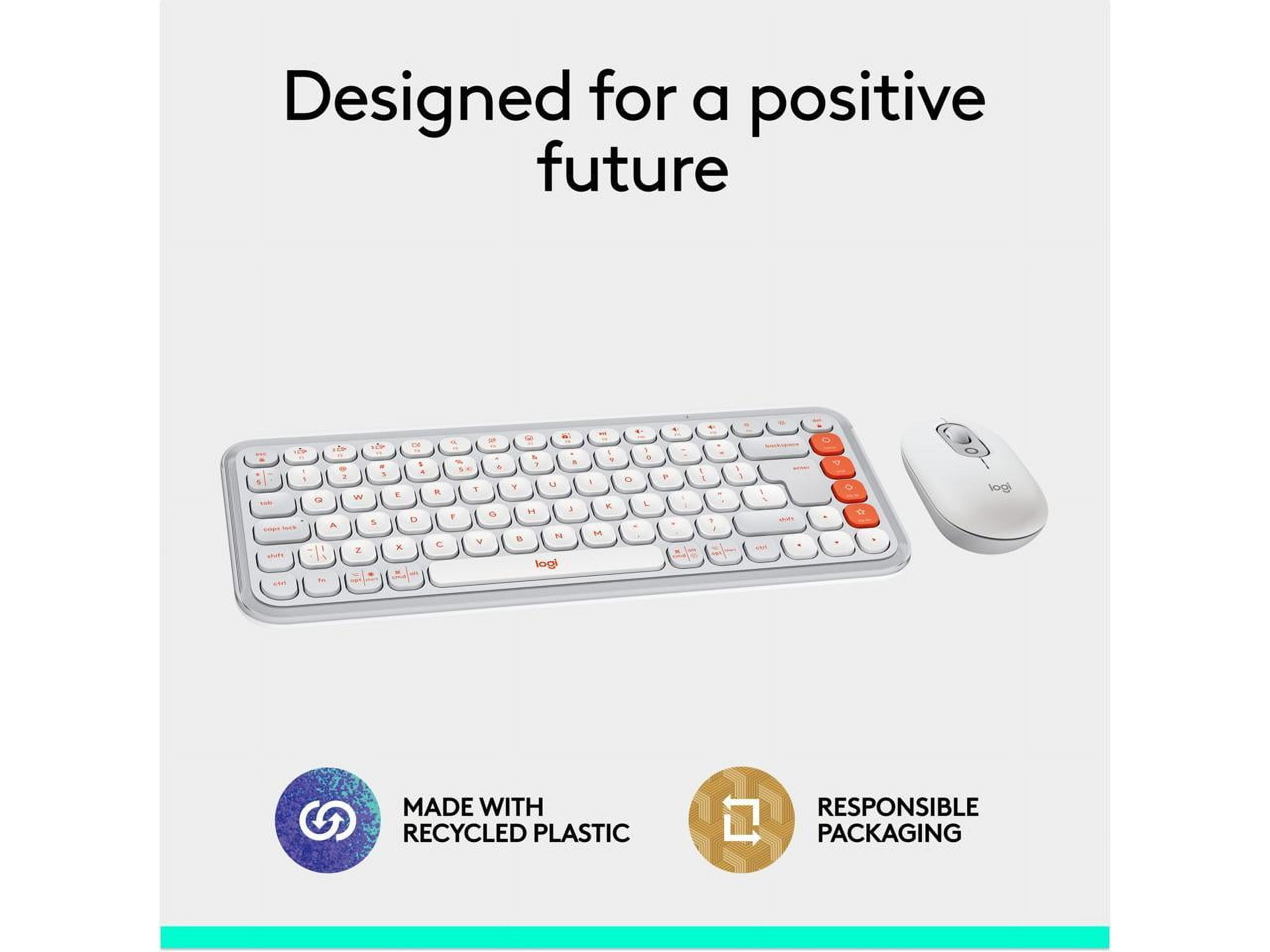 Logitech POP ICON Combo, Bluetooth Keyboard and Mouse Combo, Comfortable Typing, programmable Keys and Buttons, Off-White
