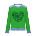 thumbnail image 5 of BLVB St Patricks Day Sweatshirt Women Shamrock Waffle Sweatshirts Denim Patchwork Clover Graphic Pullover Tops, 5 of 5