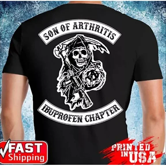 Motorcycle Biker Men Backside Skull Son Of Arthritis Black Tshirt For Men