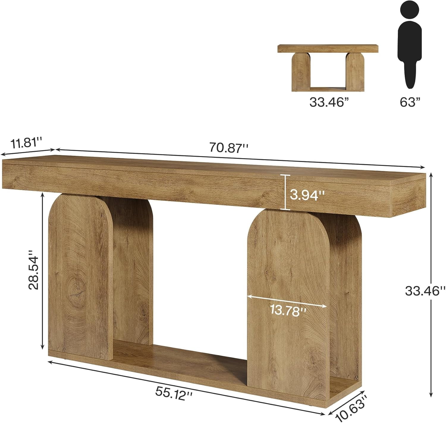 Tribesigns 70.9-Inch Extra Long Farmhouse Console Table, 2-Tier Wooden Entryway Console with Storage Shelf for Hallway, Living Room, Entrance