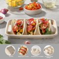 thumbnail image 3 of 50 PCS Disposable Taco Holders for party, HIA Premium Paper Taco Plates, Taco Tray Stand for 3 Tacos, Taco Bar Serving Set for a Party, Taco Plates with Dividers, Taco Tuesday, 3 of 8