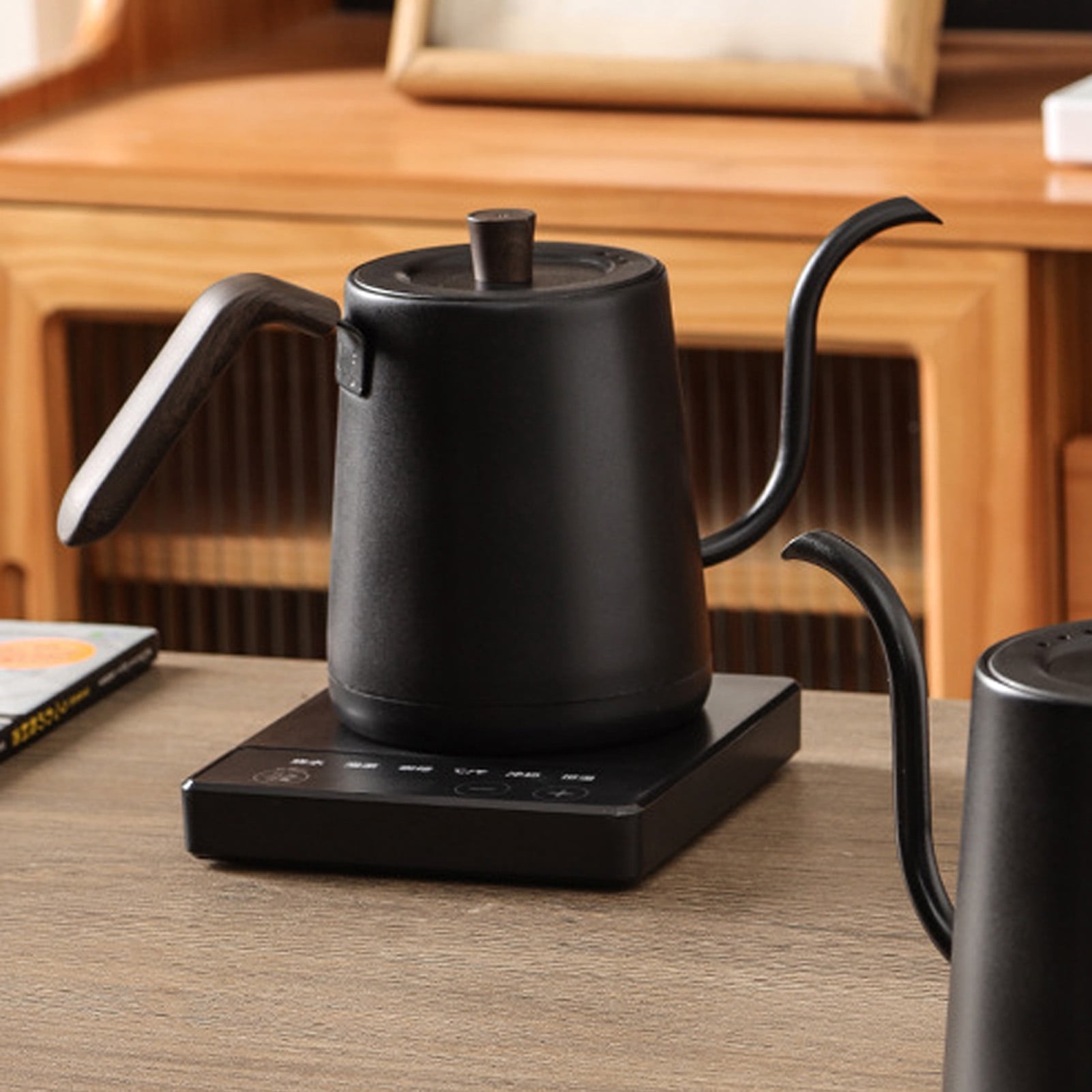 BOKYAN Electric Gooseneck Kettle 1000W for EU, 800ml / 27oz Stainless Steel Pour Over Kettle with 5 Precision Temp Controls, 220V EU Plug, Matte Black Coffee Pot