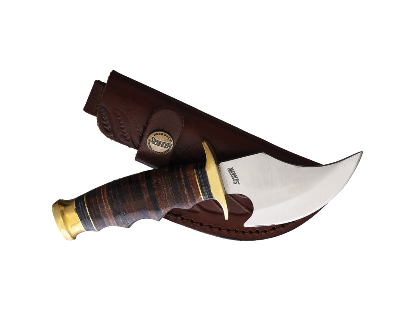 Marbles Marbles Knives Small Skinner Fixed Blade Stacked Leather 3.25in Trailing Point MR588