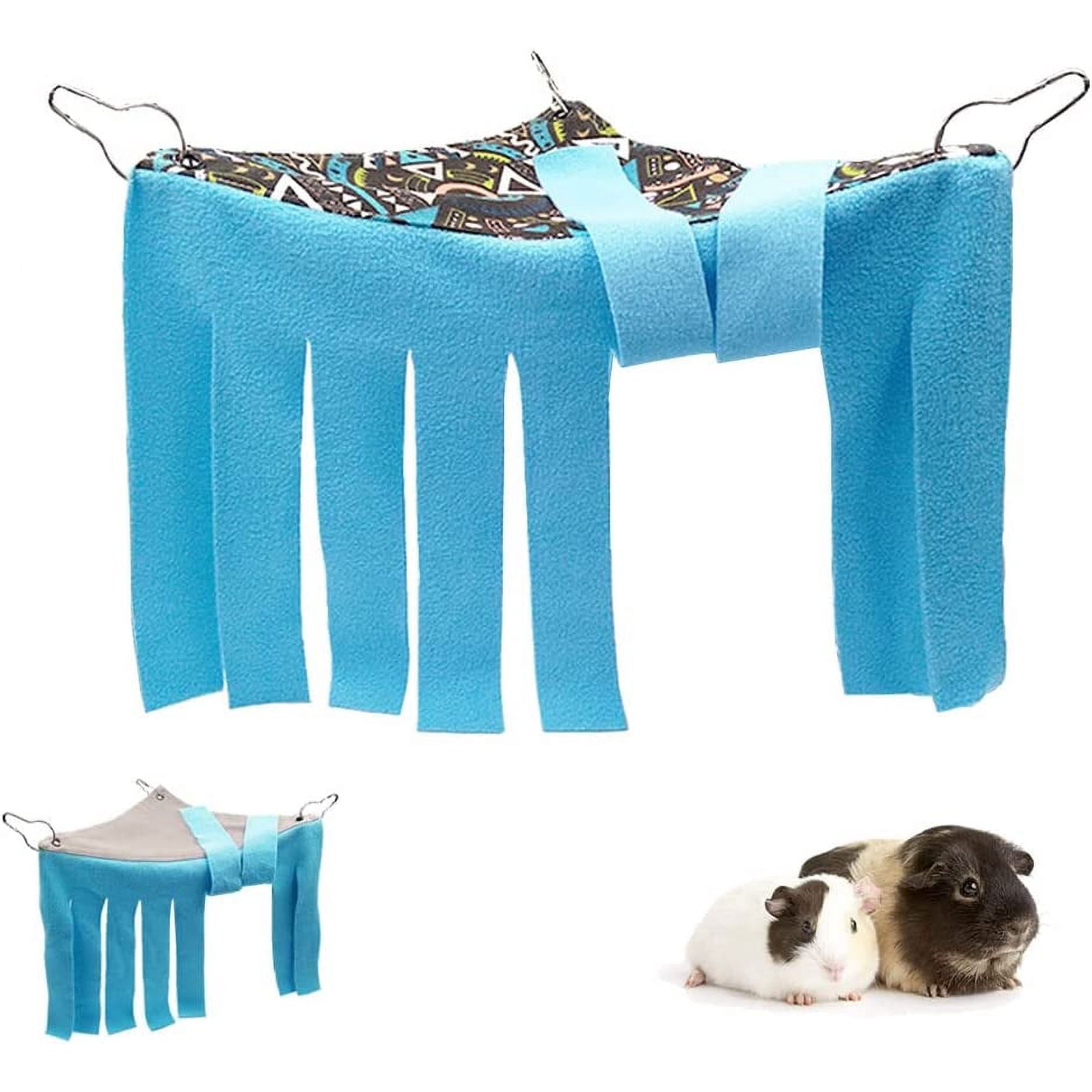 Guinea Pig Hideout Hideaway Corner Fleece Toys Cage Accessories, Geo/Gray