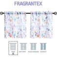 thumbnail image 2 of Floral Print Kitchen Curtains 24 inch Purple and Orange Tier Curtains for Small Windows Semi-Sheer Window Treatment Sets for Bathroom/Bay Window/Dining Room,28" W x 24" L Rod Pocket, 2 of 6