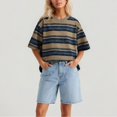 thumbnail image 2 of Trendfront Womens Summer Crew Neck Short Sleeve Tops Oversized Loose Fit Stripe Tees Graphic Pattern Printed Casual T-Shirts, 2 of 6