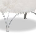 thumbnail image 4 of Baxton Studio Celia Ottoman en Fausse Fourrure Argentée Blanche, 4 of 7