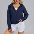 thumbnail image 4 of ClodeEU Women's Zip Up Hoodies,Workout Jackets, Sweatshirts with Pockets, Hoodie with Thumbholes Navy,Womens Plus XXL, 4 of 6