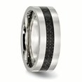 thumbnail image 4 of Stainless Steel Black Carbon Fiber Inlay Flat 8mm Polished Band Ring 9 Size, 4 of 6