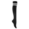 thumbnail image 2 of Lian LifeStyle Big Girl's Women's 4 Pairs Exquisite, Thigh High Cotton Socks In Vibrant Unique Colors RX Size 6-9 White Strip, 2 of 4