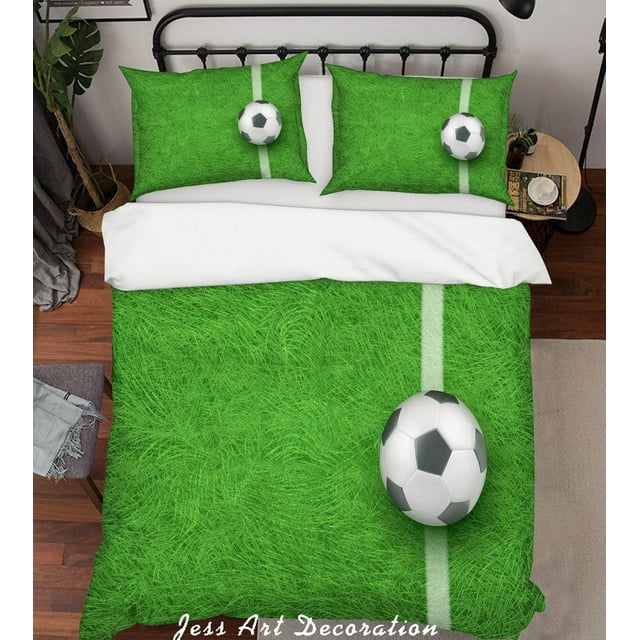 3D Green Football Soccer Quilt Cover Set Bedding Set Pillowcases 58