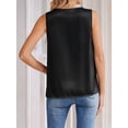 thumbnail image 4 of Women'S Silk Satin Tank Tops V Neck Casual Camisoles Sleeveless Business Work Blouses Dressy Summer Shirts Black XL, 4 of 8
