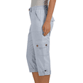 thumbnail image 4 of Dwellite Capri Pants for Women Casual Summer Spring Stretch Straight Leg Cargo Capris with Pockets Cropped Trouser Light Blue S, 4 of 7