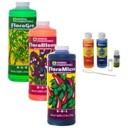 General Hydroponics Flora Series Fertilizer Bundle, with FloraMicro, FloraGro, FloraBloom and pH Control Kit