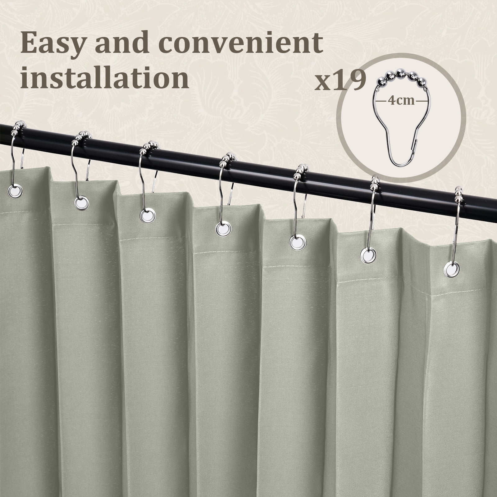 DONGPAI Extra Large Room Divider Curtain, Indoor/Outdoor Multifunctional Vertical Drapes with Hooks Waterproof Shower Curtain for Living Room Bedroom Bathroom, 100"x 84", Light Gray, 1 Panel