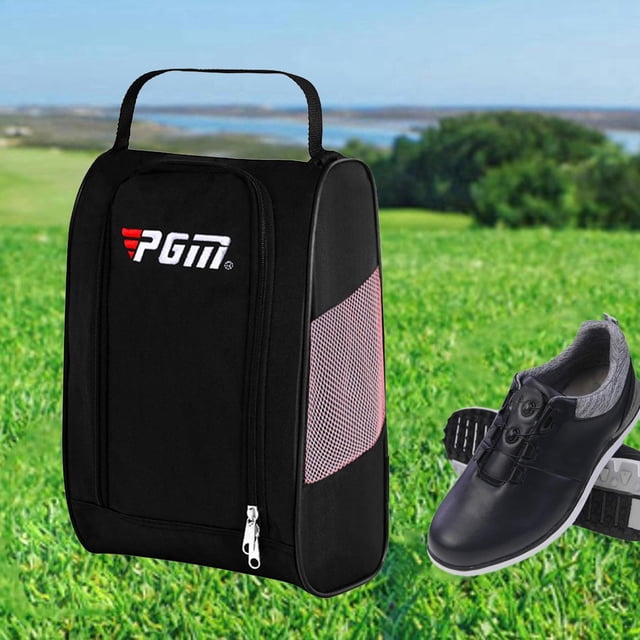 Bolsa de Zapatos de Golf con Bolsillos, Bota Transpirable Portátil, Portador de Zapatos Deportivos con Soporte de Ventilación, Regalo para Niños, Niña Negro rosa