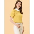 thumbnail image 3 of INSPIRE CHIC Women's Peter Pan Collar Puff Short Sleeve Tops, 3 of 5