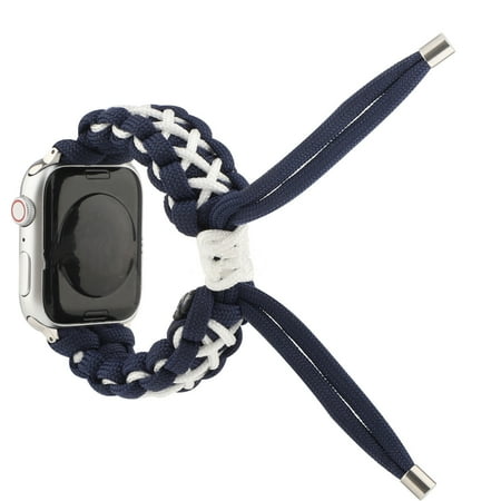 

Toyella Suitable For 7 Generation Watch Polyester Contrast Color Weave Parachute Cord Strap Blue White 42/44/45mm