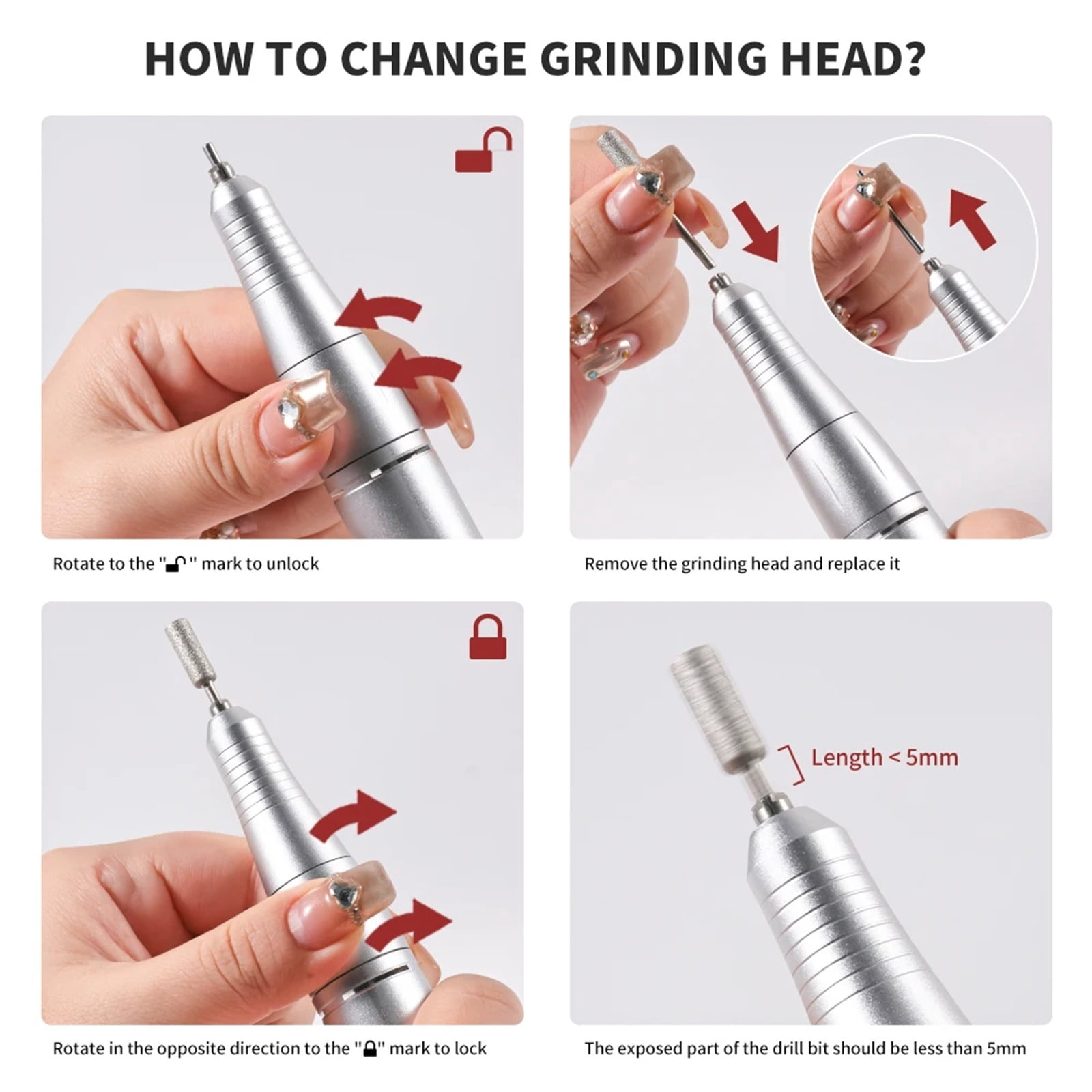Electric Nail Drill Machine Professional Nail Drills for Gel Nails Polish Rechargeable Portable Nail File Manicure Tool
