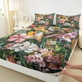 thumbnail image 3 of jejeloiu Cute Hummingbird Queen Sheet Sets,Colorful Flower Flat Sheet,Rustic Floral Queen Fitted Sheet For Girls,Microfiber Bedroom Decor,4 Pieces, 3 of 7