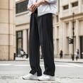 thumbnail image 2 of TBWNWG Male Casual Loose Solid Color Suit Pants Straight Ice Silk Thin Style Drape Suit Slit Casual Pants,Sizes 3XL, 2 of 9