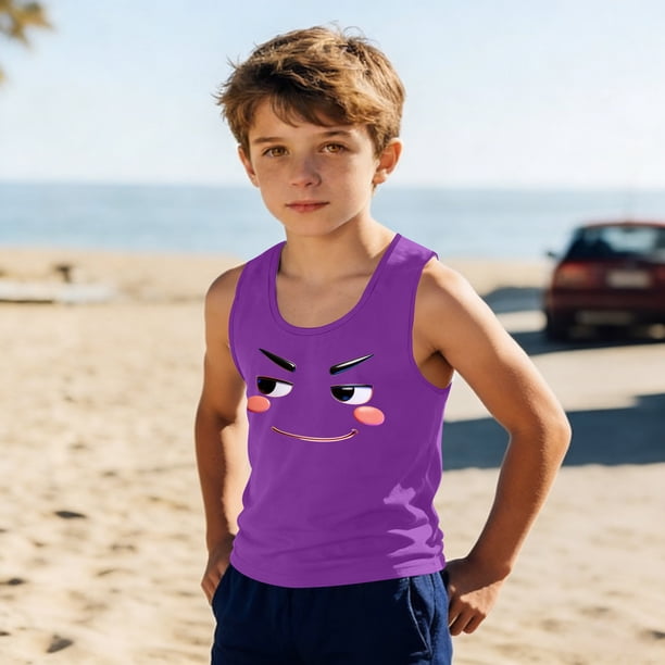 Camisolas de cuello redondo para niños pequeños y niños a la moda, lindas camisetas con estampado degradado, parte inferior suave sin mangas, camisetas para niñas
