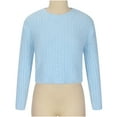 thumbnail image 3 of Fesfesfes Women Sweater Tops Fall And Winter Casual Round Neck Long Sleeve Tops Solid Color Crop Sweater Tops Blouse Tops on, 3 of 8