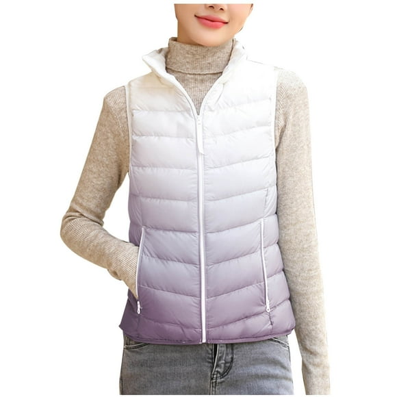 Amzcrzy Puffer Vest Women Women's Light Down Jacket Women's Large Size Slim Short Winter Waistcoat Lnternal Zip Quilted Vest Women Puffy Vest Women Fleece Vest Women Women's Outerwear Vests