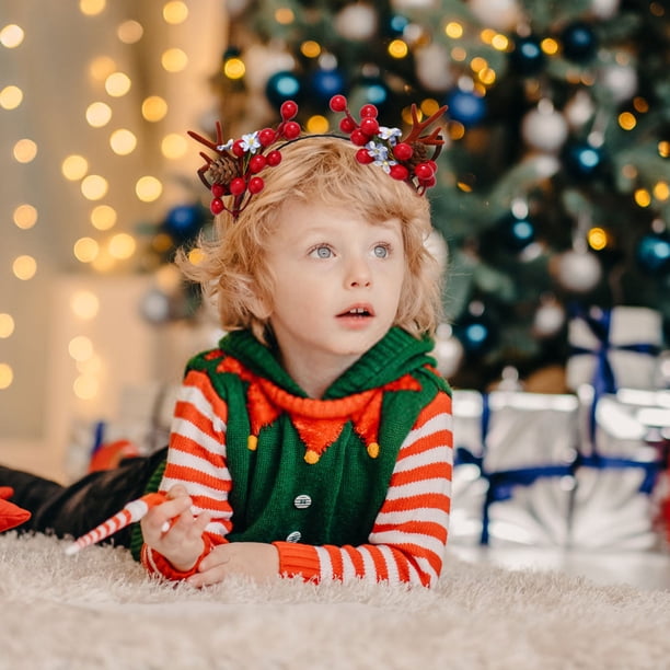 Xihbxyly Diadema de Reno Navideña, Pinza para El Pelo con Astas Festivas, Diseño Único Hecho a Mano, Cómoda y Ligera, Accesorio para Fiestas Navideñas, Ideal para Reuniones Familiares, Tamaño 30 X 20