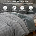 thumbnail image 5 of WOOW DEPOT Thick Faux Rabbit Fur Queen Comforter Fleece Reversible 1 PCS, 8.8 LBS Heavy Warm Cozy, Velvet Quilted Craft Blanket Machine Washable, Gray, 5 of 8