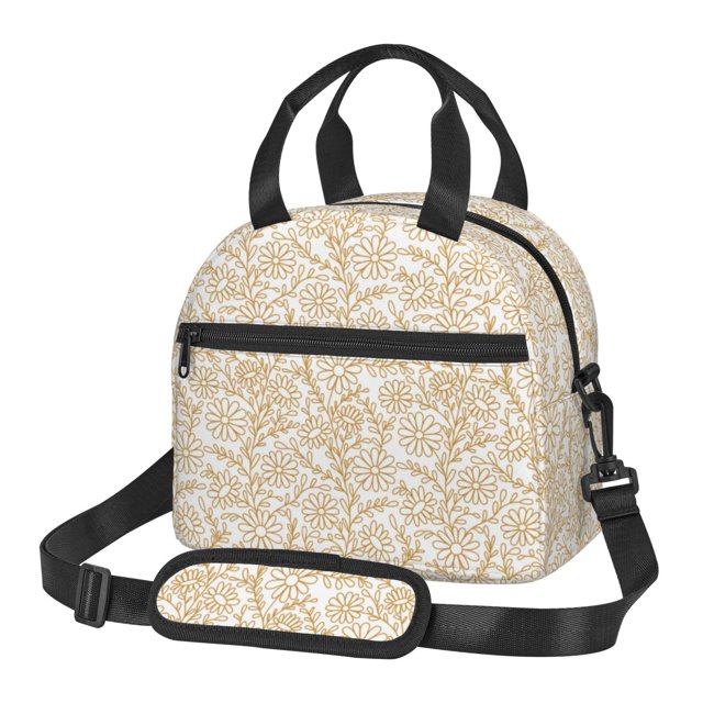Lsque Plant Pattern Lunch Bag ,Insulated Lunch Box, Small Leakproof Cooler Food Lunch Containers Reusable High Capacity Lunch Tote Bags