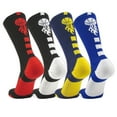 thumbnail image 2 of Swanq Baseline Fire Flame Basketball Logo Crew Socks by TCK (Navy Blue Gold, Large), 2 of 2