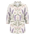 thumbnail image 4 of QASIEATN Women's Cotton Linen 3/4 Sleeve Shirt Top Summer Casual Cute Lapel Loose Comfy Blouses, 4 of 4