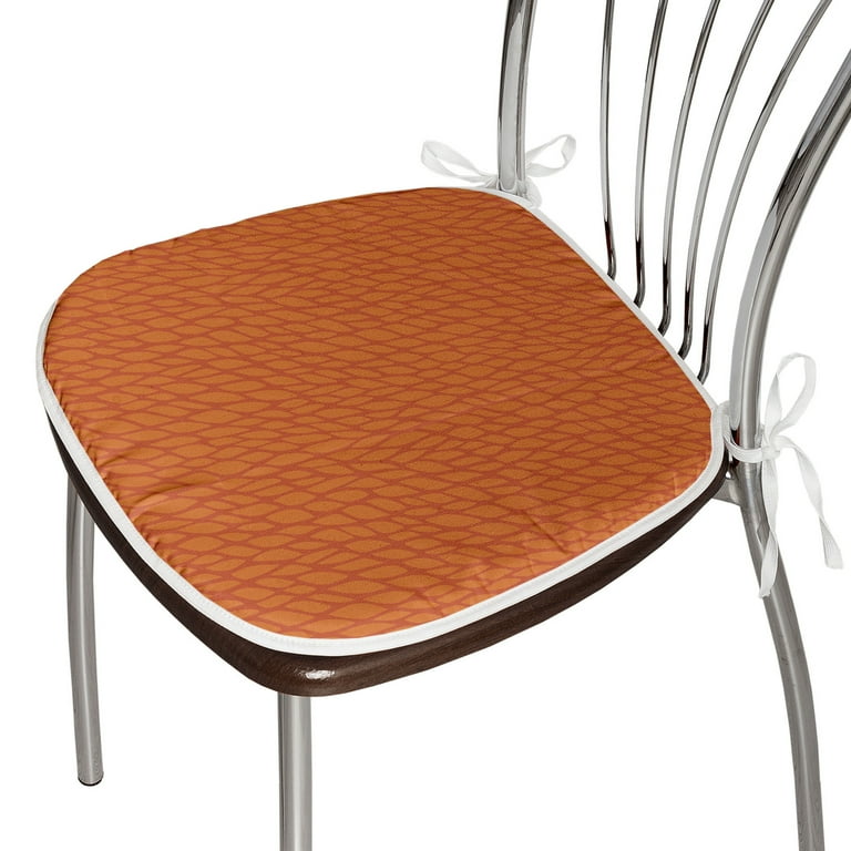 Burnt Orange Dining Chair Pad Abstract Foliage Leaves Pattern