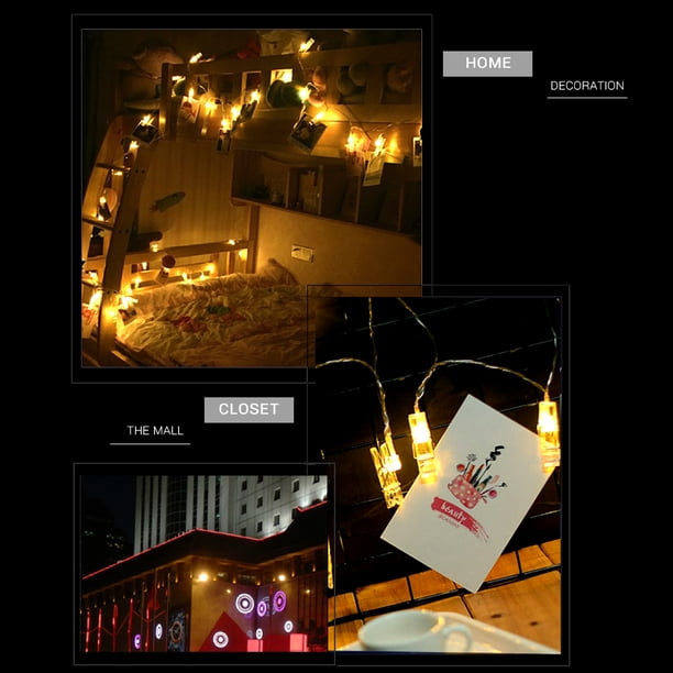 Cadena de luces LED, clip para fotos, cadena de luces LED para fiestas, funcionamiento suave