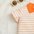 thumbnail image 4 of Odeerbi Niños 2 Piezas Preppy Vestido Conejo Impresión Rayas Tenis Camisa de Golf y Pantalones Cortos Conjunto de Uniforme Escolar, 4 of 9