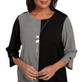 thumbnail image 4 of Alfred Dunner Womens Petite Center Sliced Top With Necklace, 4 of 4