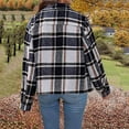 thumbnail image 4 of Women's Plaid Shirt Jackets Front Button Down Cardigans Outewears Fall Leisure Loose Garment Plaid Blouses Long Sleeve Lapel Jacket Tops, 4 of 7