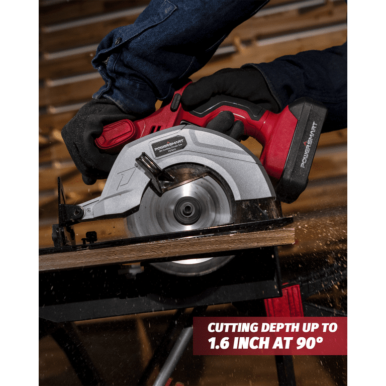 Powersmart Ps76138a 20V Cordless 4 1/2 in. Mini Circular Saw with 4.0 Ah Battery and Charger