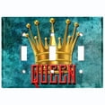 thumbnail image 2 of Metal Light Switch Wall Plate Outlet Cover (Queen Crown Blue - Triple Toggle), 2 of 2