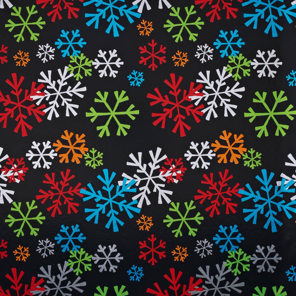 Black with Snowflakes Wrapping Paper