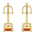 thumbnail image 4 of 14K Solid Gold Screw Back Stud Earrings for Women | 1 cttw Emerald Cut Simulated Red Diamond | Yellow Gold, 4 of 5