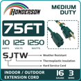 thumbnail image 3 of Cable de extensión para exteriores HONDERSON 75 pies 16/3 SJTW verde, 3 of 7