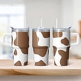 thumbnail image 2 of 20oz Stainless Steel Insulated Travel Mug with Handle and Straw, Geometric Design Double Wall Coffee Tumbler, 2 of 5