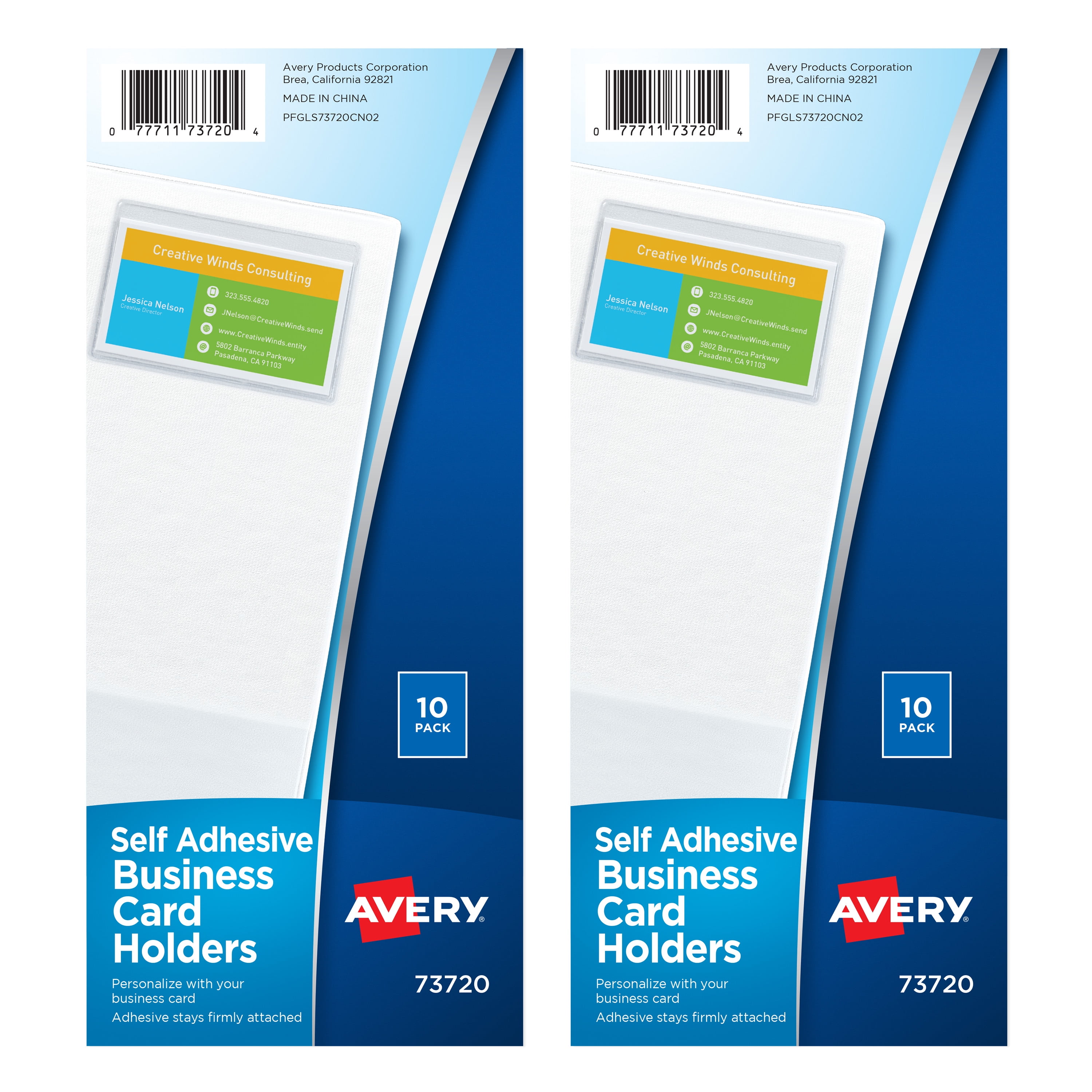 Avery Clear SelfAdhesive Business Card Holders, Top Load, Holds 3.5" x