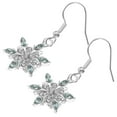 thumbnail image 2 of 1 Pair Water Blue Snowflake Earrings Stylish Rhinestone Inlaid Eardrop for Girl, 2 of 8