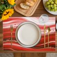 thumbnail image 4 of Red Waves Abstract Placemats Set of 4, Ombre Fluid Water Ripple Striped Placemats for Dining Table, Place Mats for Kitchen Tabletop, Waterproof Wipeable Dining Table Mats Set, 4 of 9