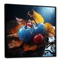 thumbnail image 2 of Designart "Autumnal Cherry Glass in Blue" Floral Framed Wall Art - Blue Cherry Bedroom Framed Canvas Wall Art, 2 of 6
